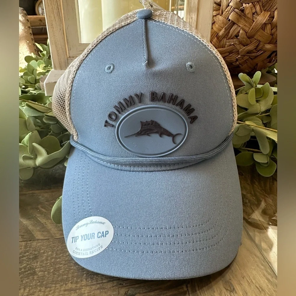 NWT Tommy Bahama Men's Blue Cocktail Recipe Hat With Logo Adjustable Fit